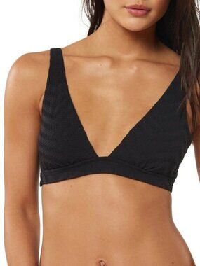 Red Carter Womens Twilight Luna Plunging V-Neck Bikini Swim Top Black Sz XS NWT